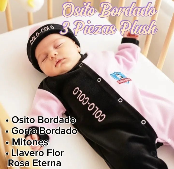 OSITO PLUSH 3 PIEZAS PERSONALIZADO COLO-COLO NIÑA 3-6 MESES