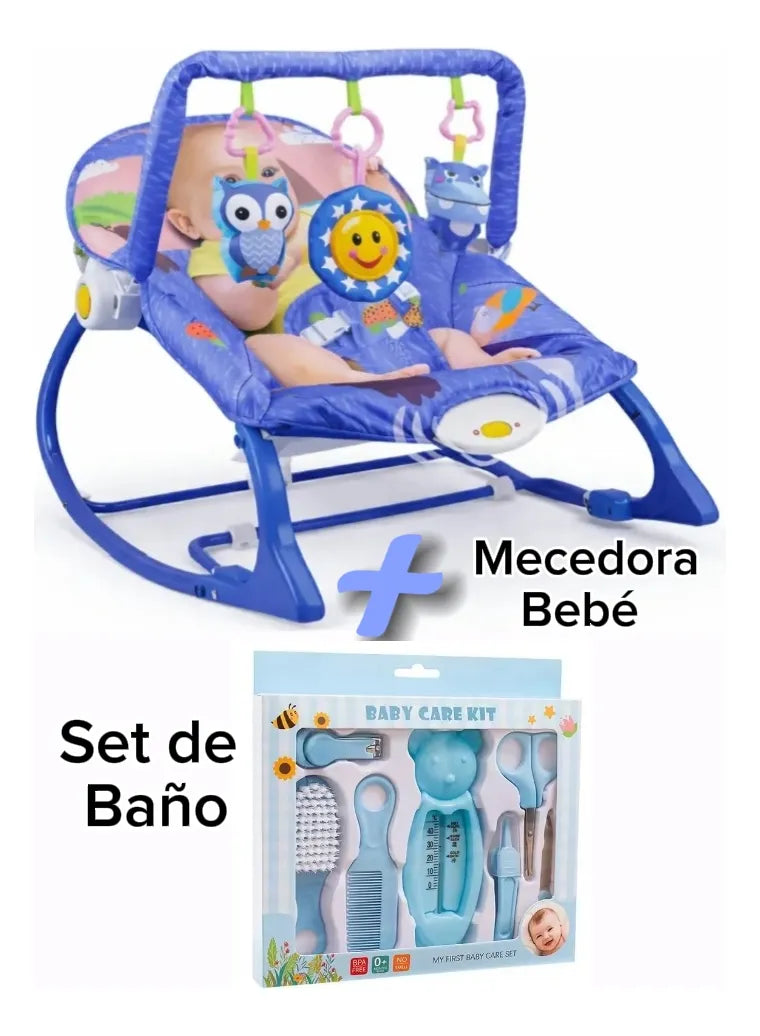 Silla Nido Bebé Mecedora Con Vibración Y Música + Regalo celeste