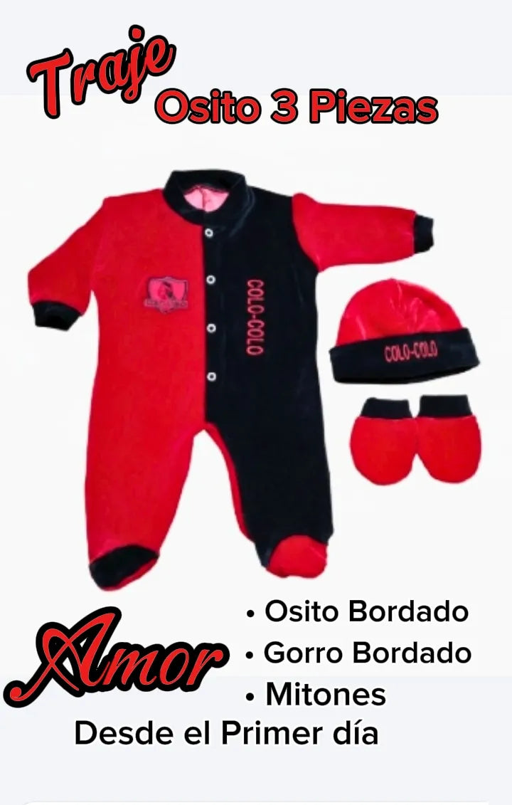 Enterito Plush Bebé Personalizado  Colo Colo ROJO