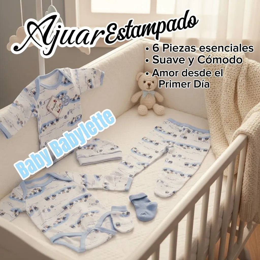 Ajuar Bebé Niño 18 Piezas 0-3 Meses 100% Algodón Babylette