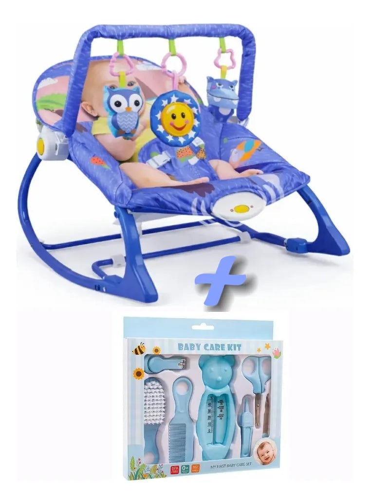 Silla Nido Bebé Mecedora Con Vibración Y Música + Regalo celeste