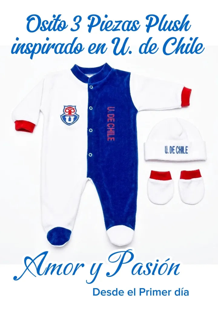 Enterito Bebé Plush 3 piezas U. De Chile Personalizado 0-3 meses