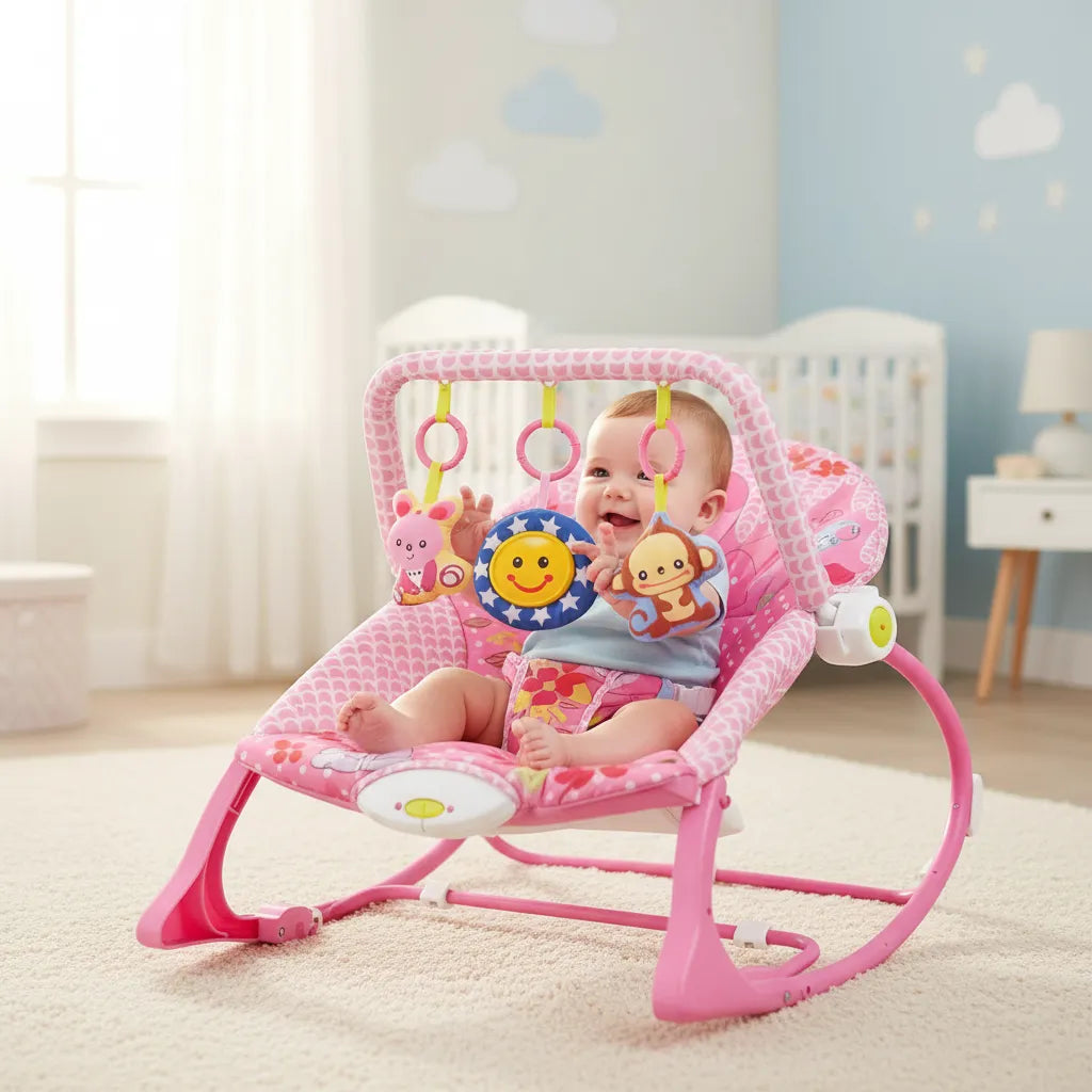 Silla Nido Bebé Mecedora Con Vibración Y Música + Regalo Rosada