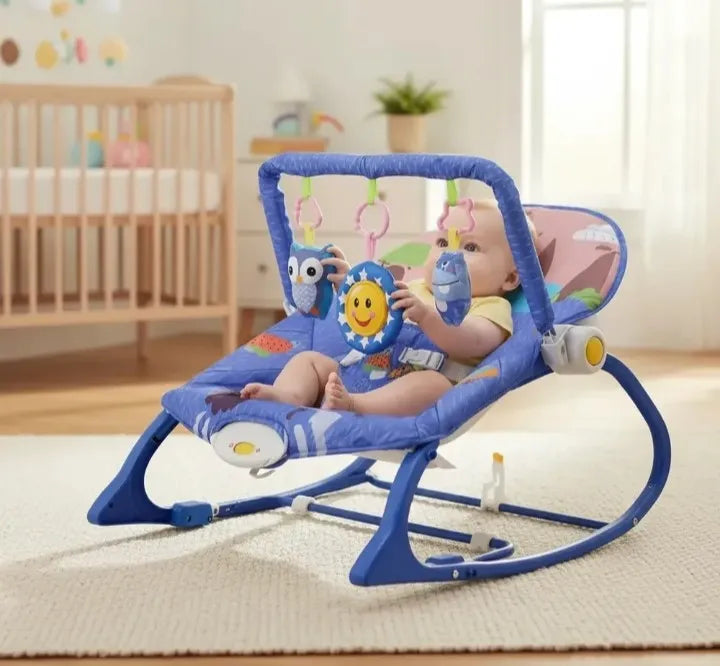 Silla Nido Bebé Mecedora Con Vibración Y Música + Regalo celeste