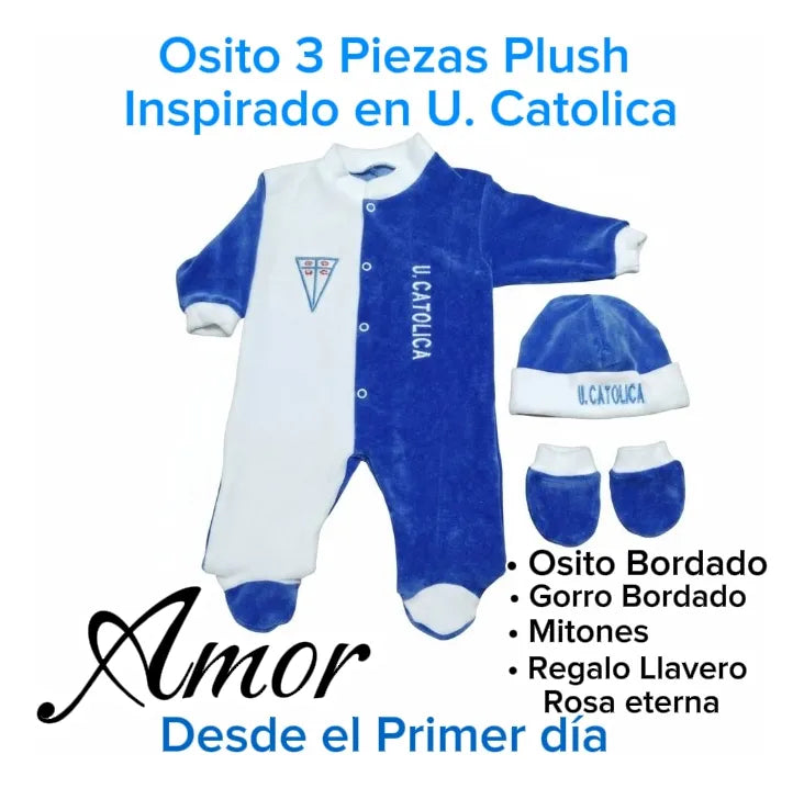 Enterito Bebé Plush 3 piezas U Católica Personalizado 0-3 meses