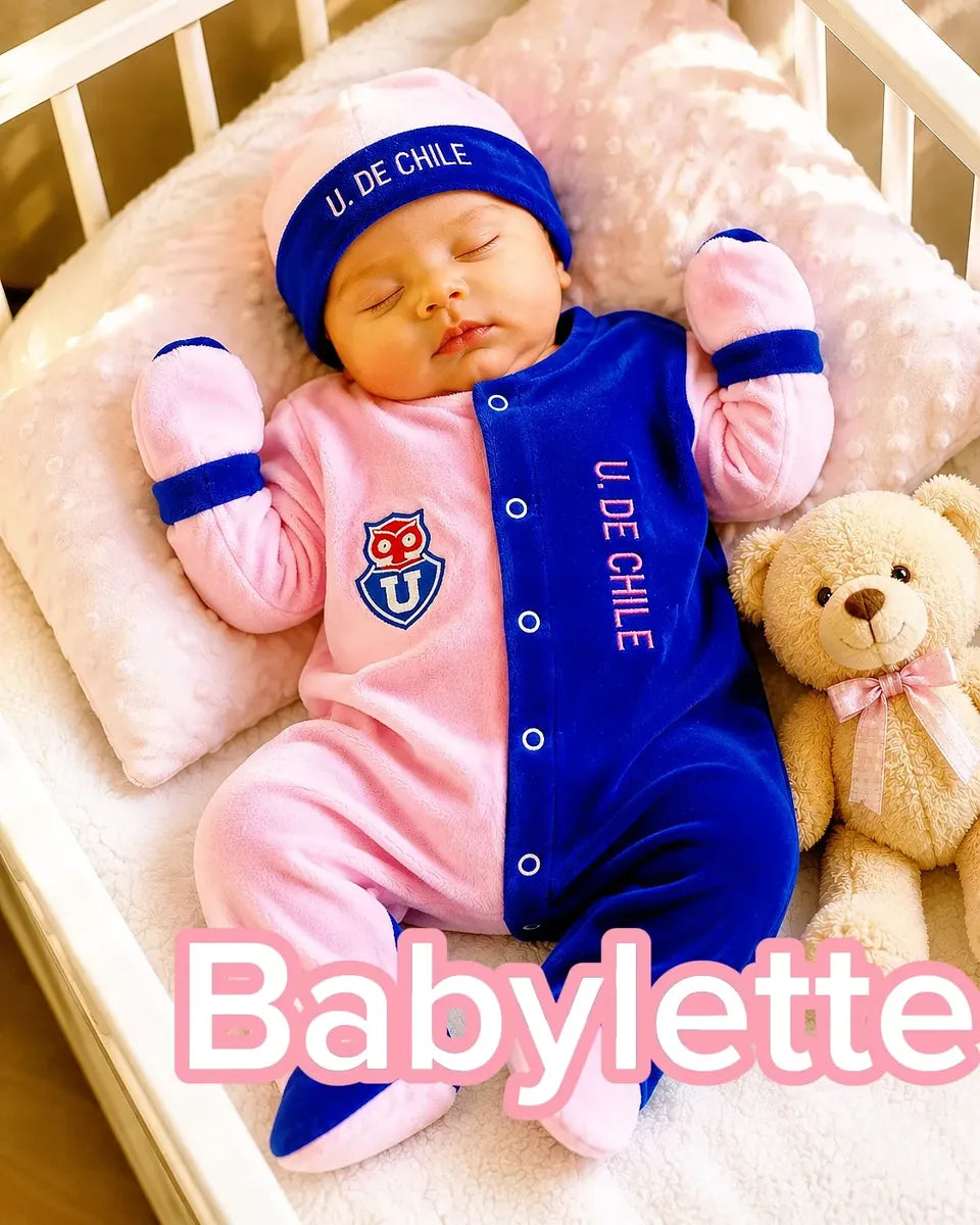 OSITO PLUSH 3 PIEZAS PERSONALIZADO U. DE CHILE NIÑA 3-6 MESES
