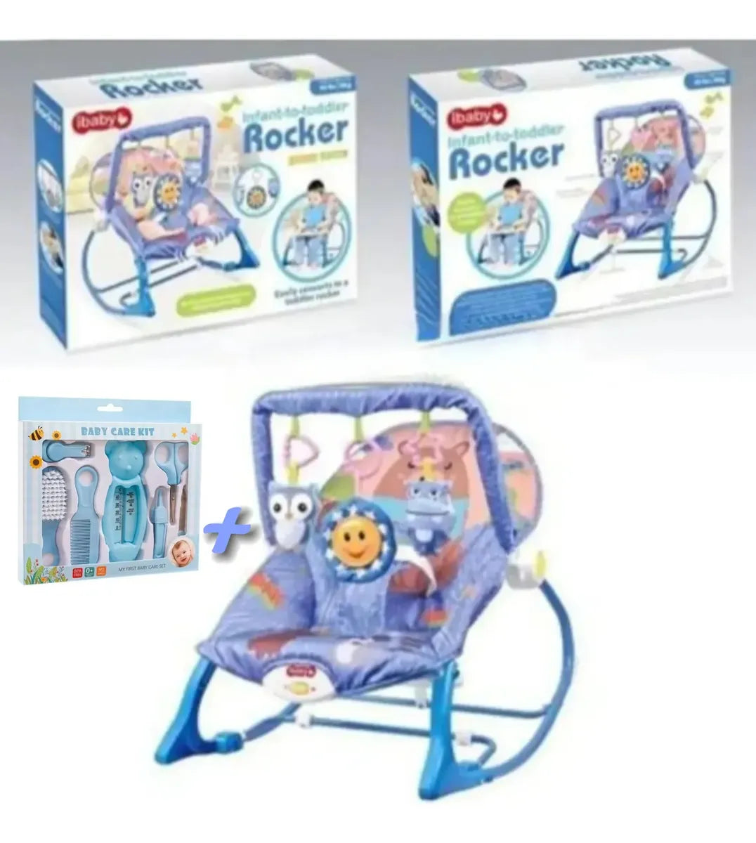 Silla Nido Bebé Mecedora Con Vibración Y Música + Regalo celeste