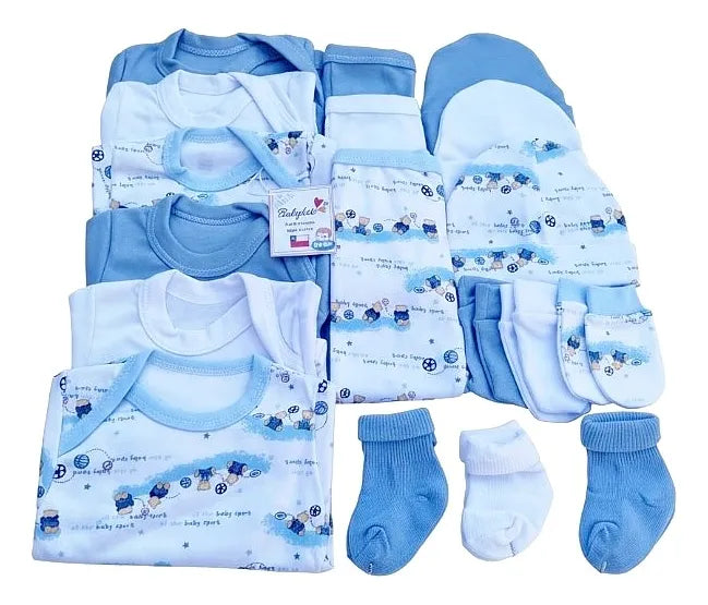 Ajuar Bebé Niño 18 Piezas 0-3 Meses 100% Algodón Babylette