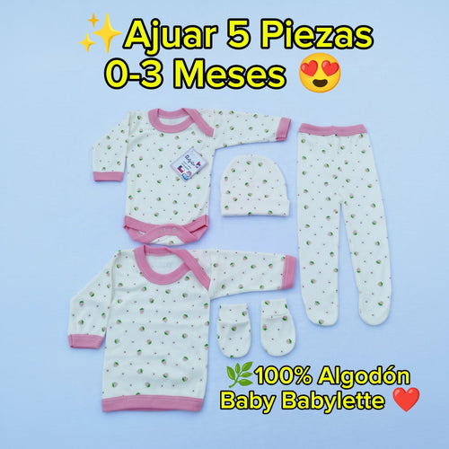 Ajuar Bebé Niña 18 Piezas 0-3 Meses 100% Algodón Babylette